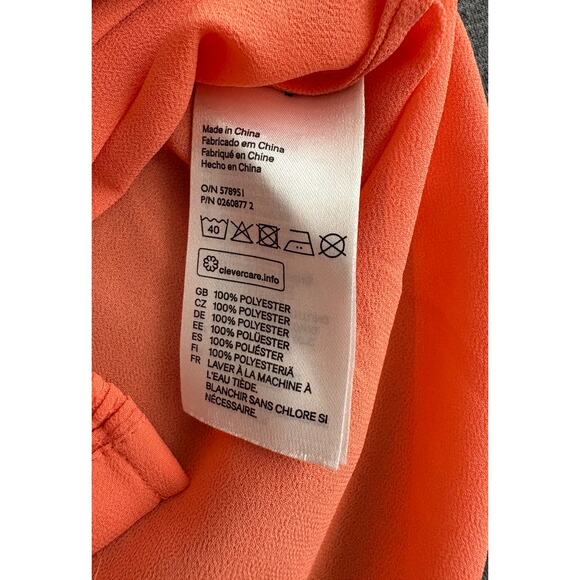 H&M | Women's Pink Orange Coral Polyester Sheer Button Down Top | 2 - Picture 4 of 4